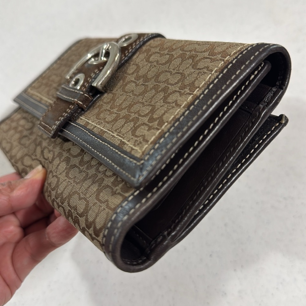 Coach Brown Monogram Wallet with Buckle Authentic - Picture 3 of 13